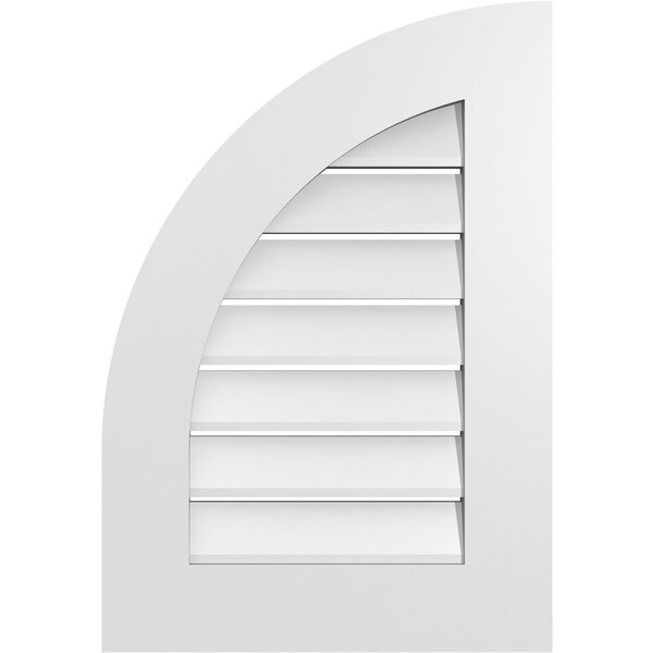 Ekena Millwork Quarter Round Top Left Surface Mount PVC Gable Vent w/ 3-1/2"W x 1"P Standard Frame, 18"W x 26"H - GVPQL18X2601SF