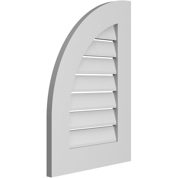 Ekena Millwork Quarter Round Top Left Surface Mount PVC Gable Vent w/ 3-1/2"W x 1"P Standard Frame, 18"W x 26"H - GVPQL18X2601SF