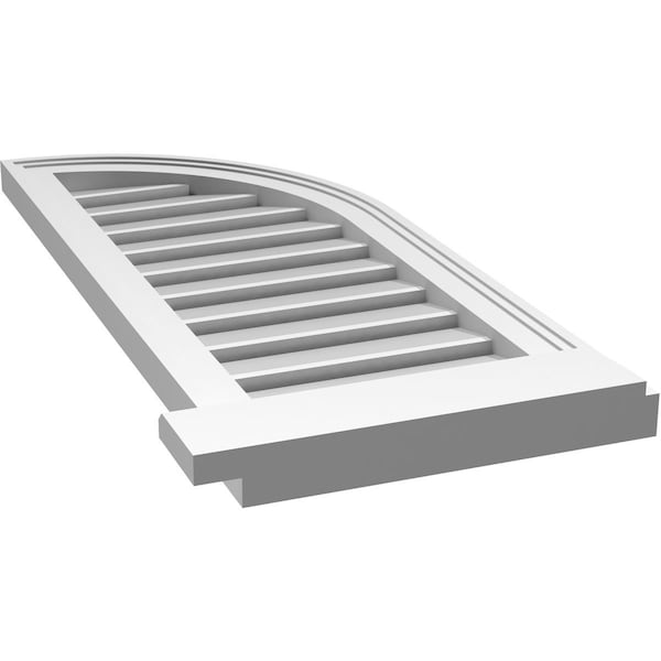 Ekena Millwork Quarter Round Top Right Surface Mount PVC Gable Vent w/ 2"W x 2"P Brickmould Sill Frame, 14"W x 34"H - GVPQR14X3403SF