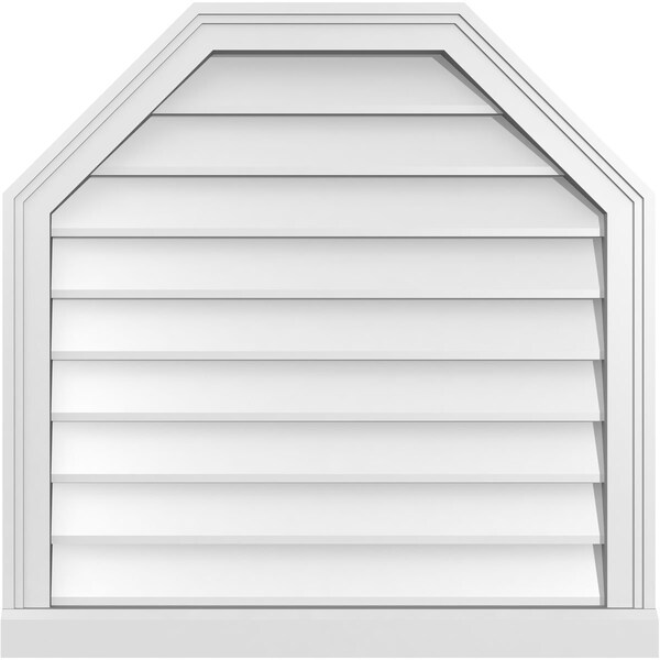 Ekena Millwork Octagonal Top Surface Mount PVC Gable Vent w/ 2"W x 2"P Brickmould Sill Frame, 28"W x 28"H - GVPOT28X2803SN
