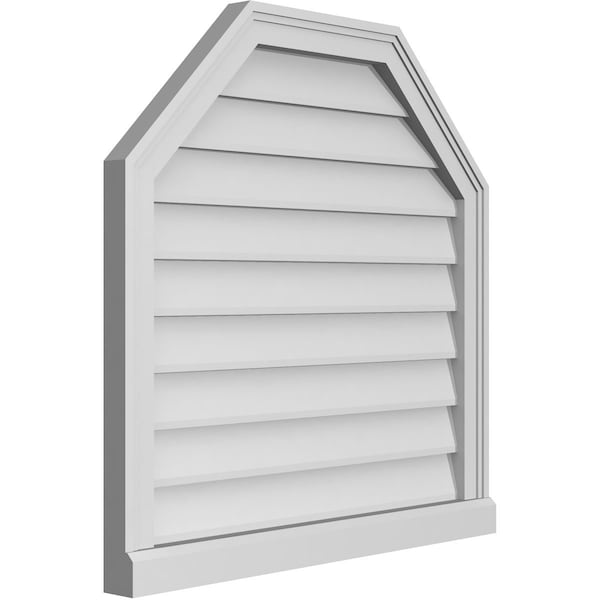 Ekena Millwork Octagonal Top Surface Mount PVC Gable Vent w/ 2"W x 2"P Brickmould Sill Frame, 28"W x 28"H - GVPOT28X2803SN