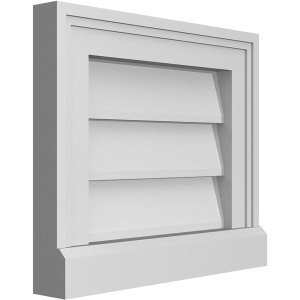 Ekena Millwork Vertical Surface Mount PVC Gable Vent w/ 2"W x 2"H , Brickmould Sill Frame, 14"W x 12"H - GVPVE14X1203SN