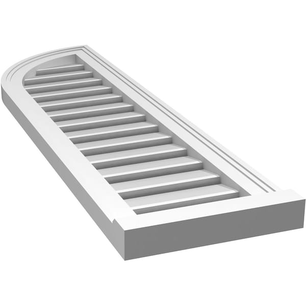 Ekena Millwork Quarter Round Top Left Surface Mount PVC Gable Vent w/ 2"W x 2"P Brickmould Sill Frame, 12"W x 42"H - GVPQL12X4203SF