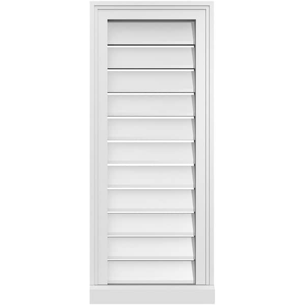 Ekena Millwork Vertical Surface Mount PVC Gable Vent: Functional, w/ 2"W x 2"P Brickmould Sill Frame, 14"W x 34"H - GVPVE14X3403SF