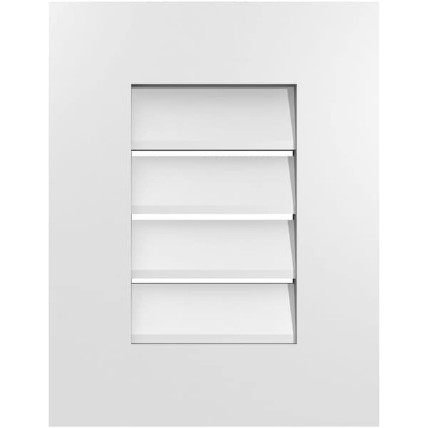 Ekena Millwork Vertical Surface Mount PVC Gable Vent: Functional, w/ 3-1/2"W x 1"P Standard Frame, 14"W x 18"H - GVPVE14X1801SF
