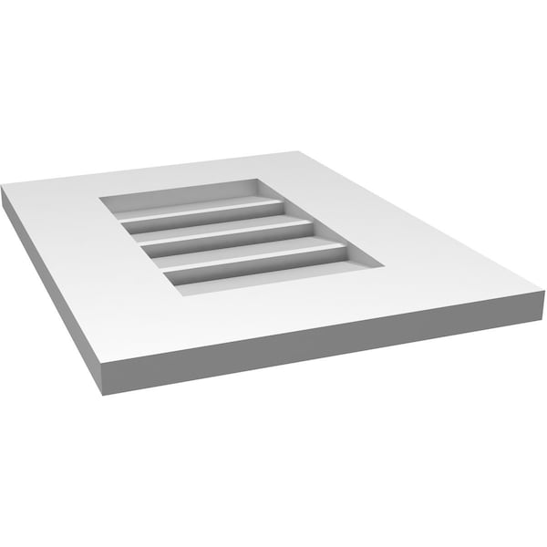 Ekena Millwork Vertical Surface Mount PVC Gable Vent: Functional, w/ 3-1/2"W x 1"P Standard Frame, 14"W x 18"H - GVPVE14X1801SF