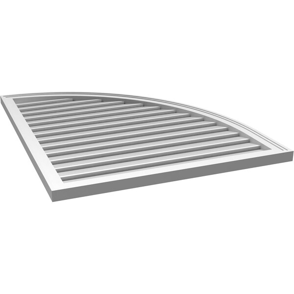 Ekena Millwork Quarter Round Top Right Surface Mount PVC Gable Vent w/ 2"W x 2"P Brickmould Sill Frame, 34"W x 42"H - GVPQR34X4203SF