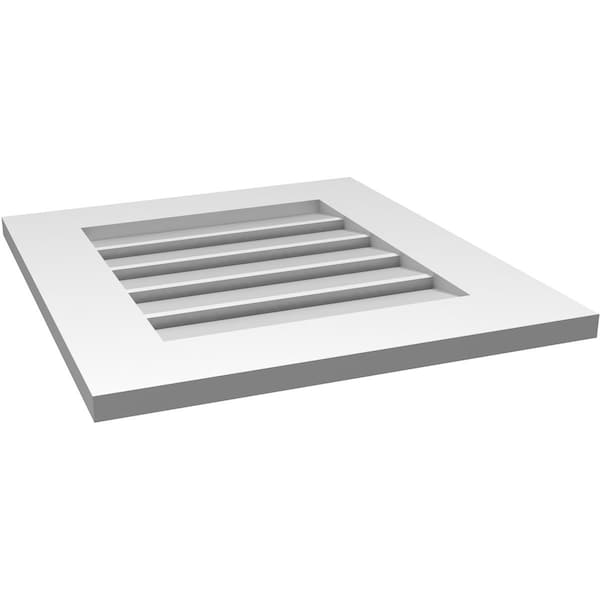 Ekena Millwork Vertical Surface Mount PVC Gable Vent: Functional, w/ 3-1/2"W x 1"P Standard Frame, 20"W x 22"H - GVPVE20X2201SF
