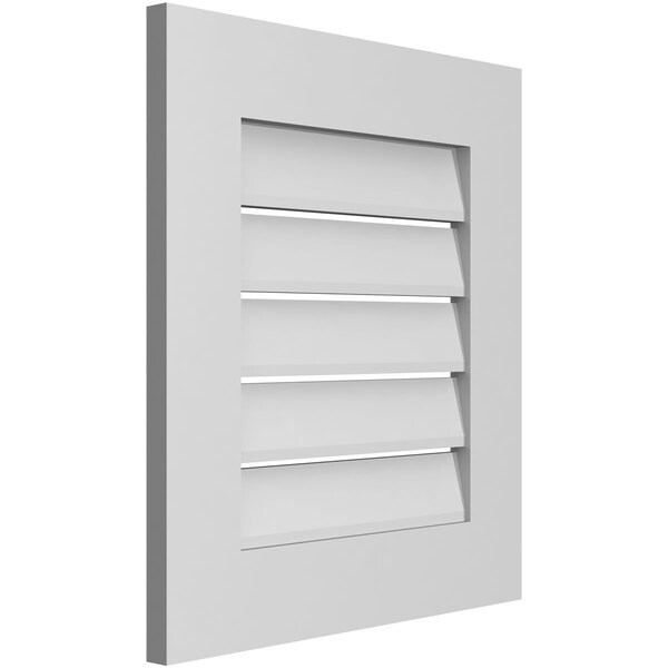 Ekena Millwork Vertical Surface Mount PVC Gable Vent: Functional, w/ 3-1/2"W x 1"P Standard Frame, 20"W x 22"H - GVPVE20X2201SF