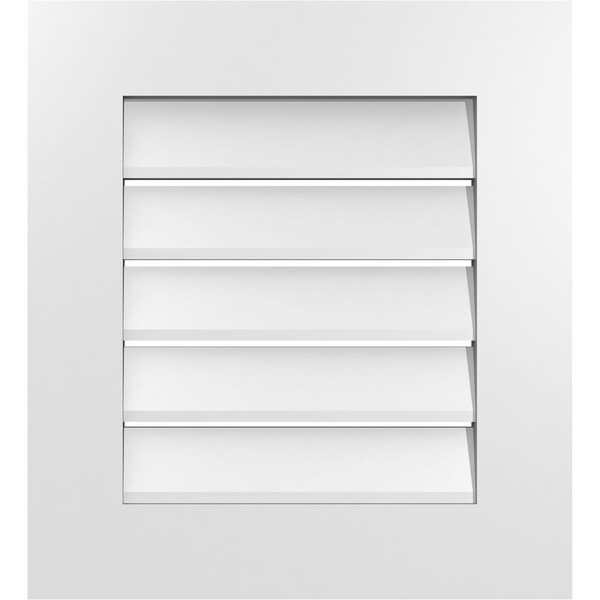 Ekena Millwork Vertical Surface Mount PVC Gable Vent: Functional, w/ 3-1/2"W x 1"P Standard Frame, 20"W x 22"H - GVPVE20X2201SF