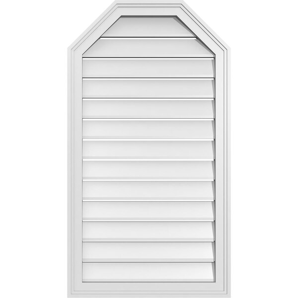 Ekena Millwork Octagonal Top Surface Mount PVC Gable Vent w/ 2"W x 1-1/2"P Brickmould Frame, 22"W x 40"H - GVPOT22X4002SF