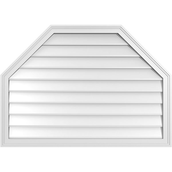 Ekena Millwork Octagonal Top Surface Mount PVC Gable Vent w/ 2"W x 1-1/2"P Brickmould Frame, 42"W x 30"H - GVPOT42X3002SN
