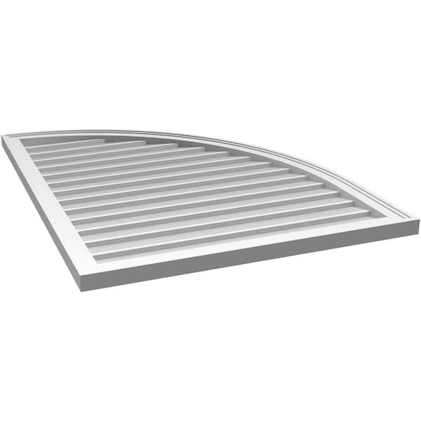 Ekena Millwork Quarter Round Top Right Surface Mount PVC Gable Vent w/ 2"W x 2"P Brickmould Sill Frame, 32"W x 42"H - GVPQR32X4203SN