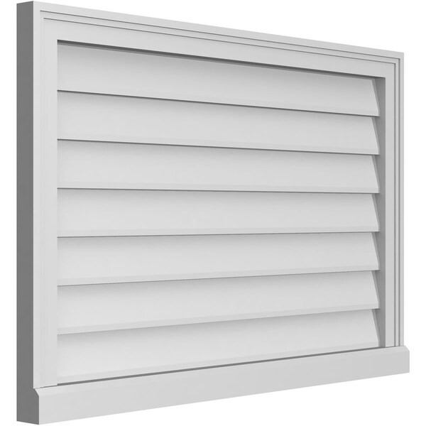 Ekena Millwork Vertical Surface Mount PVC Gable Vent w/ 2"W x 2"H , Brickmould Sill Frame, 36"W x 24"H - GVPVE36X2403SN