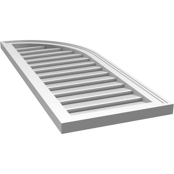 Ekena Millwork Quarter Round Top Right Surface Mount PVC Gable Vent w/ 2"W x 1-1/2"P Brickmould Frame, 16"W x 40"H - GVPQR16X4002SF