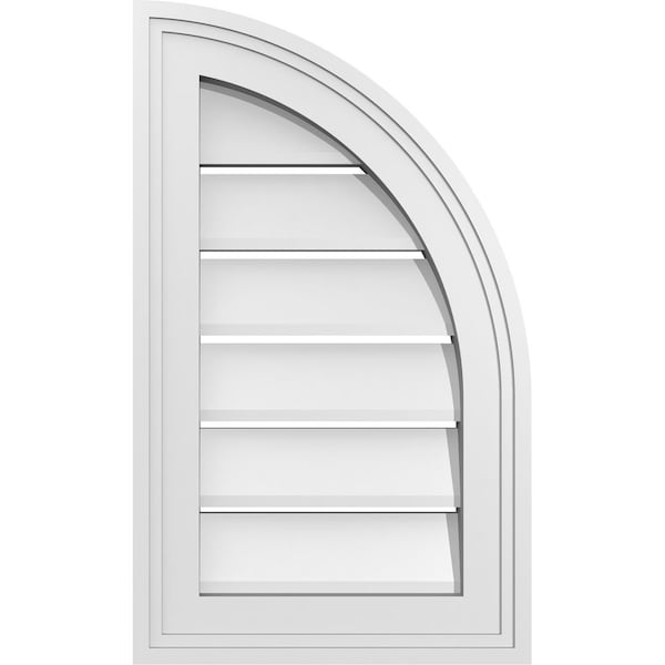 Ekena Millwork Quarter Round Top Right Surface Mount PVC Gable Vent w/ 2"W x 2"P Brickmould Sill Frame, 12"W x 20"H - GVPQR12X2003SF