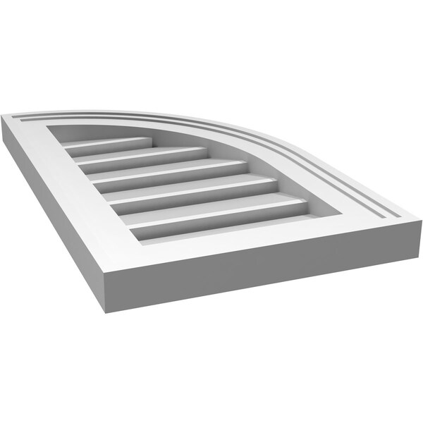 Ekena Millwork Quarter Round Top Right Surface Mount PVC Gable Vent w/ 2"W x 2"P Brickmould Sill Frame, 12"W x 20"H - GVPQR12X2003SF