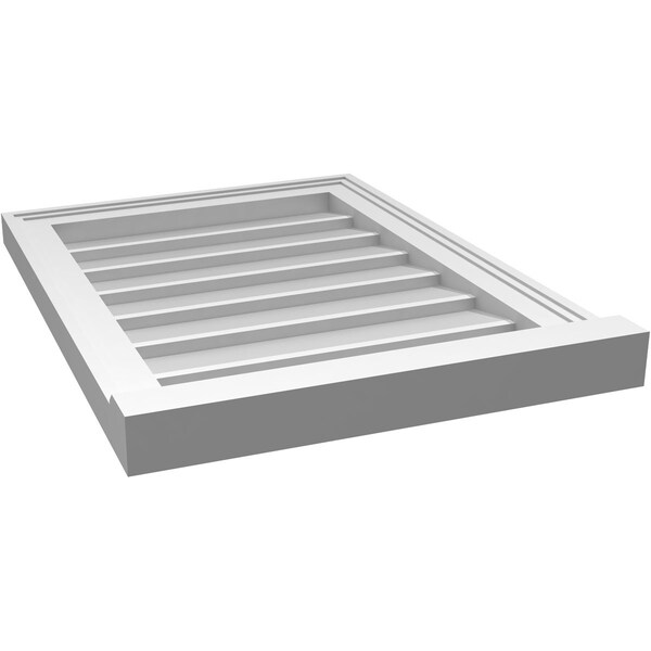 Ekena Millwork Vertical Surface Mount PVC Gable Vent w/ 2"W x 2"H , Brickmould Sill Frame, 18"W x 24"H - GVPVE18X2403SN