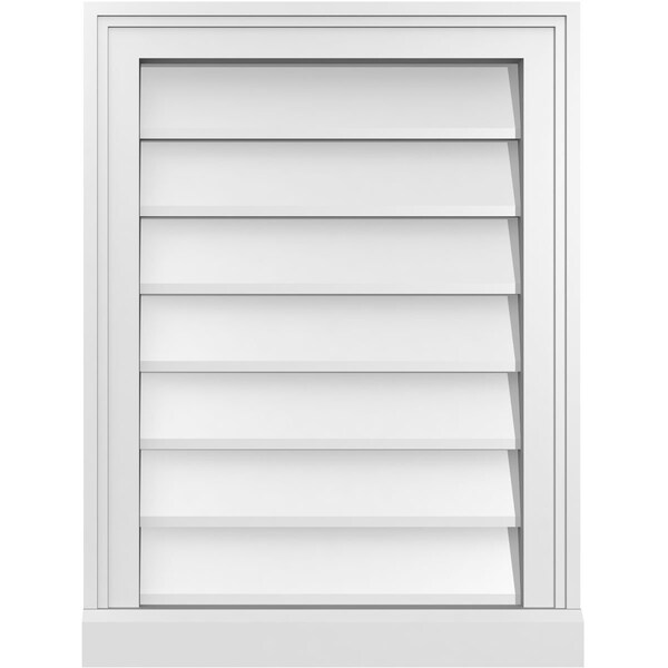 Ekena Millwork Vertical Surface Mount PVC Gable Vent w/ 2"W x 2"H , Brickmould Sill Frame, 18"W x 24"H - GVPVE18X2403SN