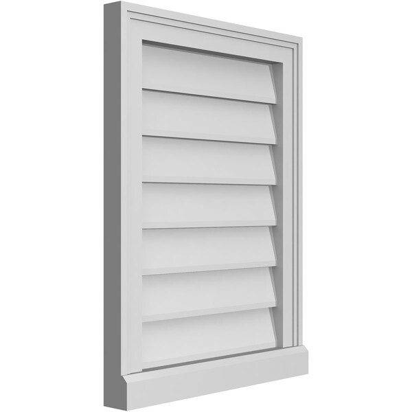 Ekena Millwork Vertical Surface Mount PVC Gable Vent w/ 2"W x 2"H , Brickmould Sill Frame, 18"W x 24"H - GVPVE18X2403SN
