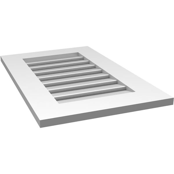 Ekena Millwork Vertical Surface Mount PVC Gable Vent: Functional, w/ 3-1/2"W x 1"P Standard Frame, 18"W x 28"H - GVPVE18X2801SF