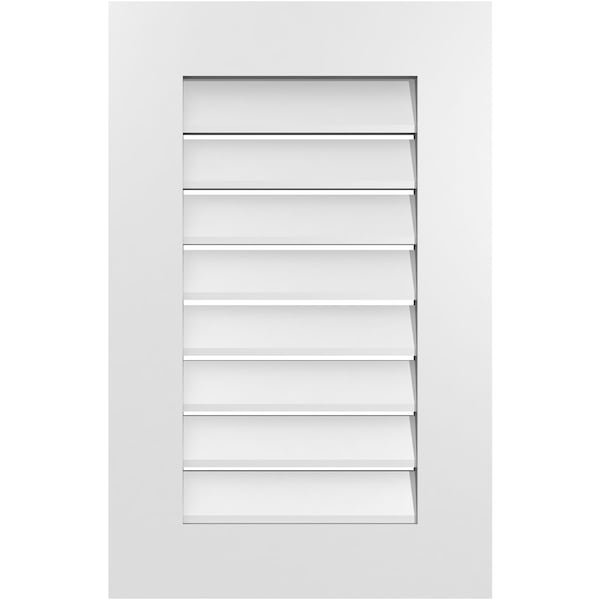Ekena Millwork Vertical Surface Mount PVC Gable Vent: Functional, w/ 3-1/2"W x 1"P Standard Frame, 18"W x 28"H - GVPVE18X2801SF