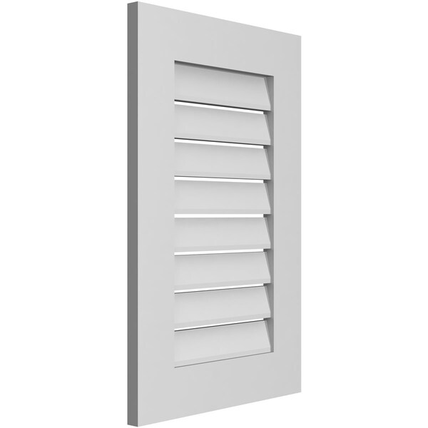 Ekena Millwork Vertical Surface Mount PVC Gable Vent: Functional, w/ 3-1/2"W x 1"P Standard Frame, 18"W x 28"H - GVPVE18X2801SF