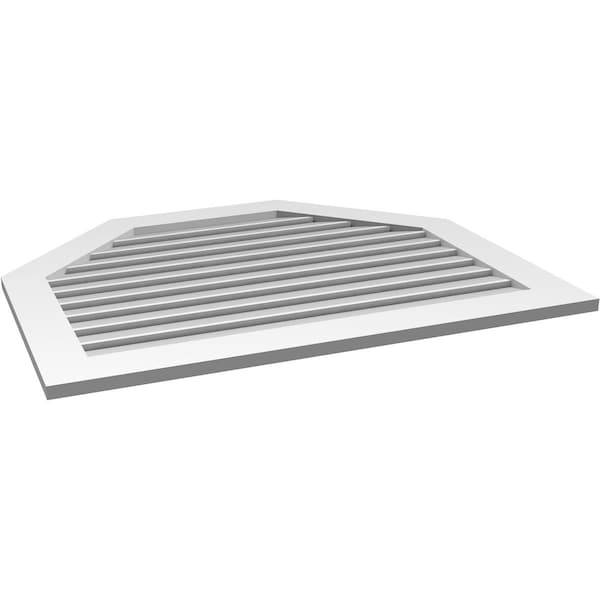 Ekena Millwork Octagonal Top Surface Mount PVC Gable Vent: Functional, w/ 3-1/2"W x 1"P Standard Frame, 42"W x 34"H - GVPOT42X3401SF