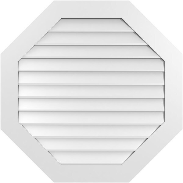 Ekena Millwork Octagonal Surface Mount PVC Gable Vent: Non-Functional, w/ 3-1/2"W x 1"P Standard Frame, 36"W x 36"H - GVPOC36X3601SN
