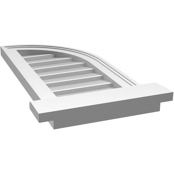 Ekena Millwork Quarter Round Top Right Surface Mount PVC Gable Vent w/ 2"W x 2"P Brickmould Sill Frame, 12"W x 26"H - GVPQR12X2603SN