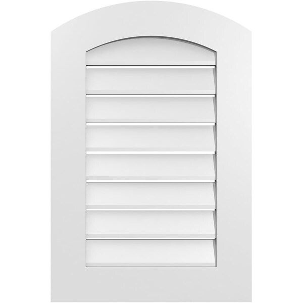 Ekena Millwork Arch Top Surface Mount PVC Gable Vent: Non-Functional, w/ 3-1/2"W x 1"P Standard Frame, 20"W x 28"H - GVPAR20X2801SN