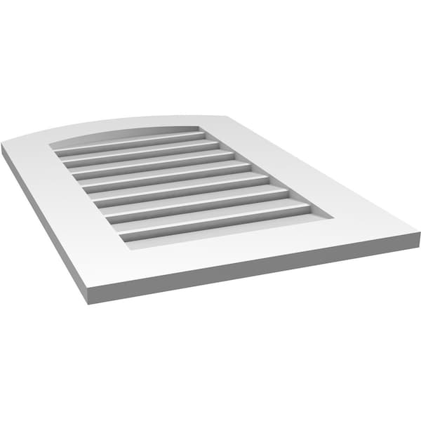 Ekena Millwork Arch Top Surface Mount PVC Gable Vent: Non-Functional, w/ 3-1/2"W x 1"P Standard Frame, 20"W x 28"H - GVPAR20X2801SN