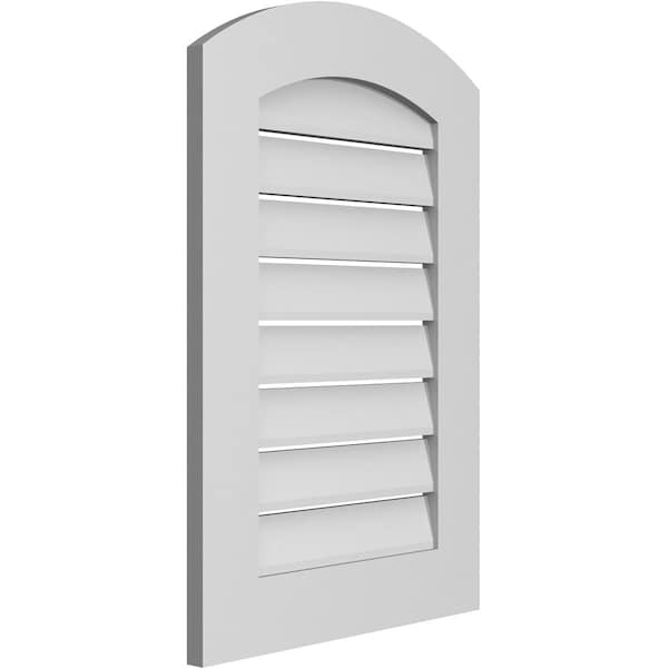 Ekena Millwork Arch Top Surface Mount PVC Gable Vent: Non-Functional, w/ 3-1/2"W x 1"P Standard Frame, 20"W x 28"H - GVPAR20X2801SN