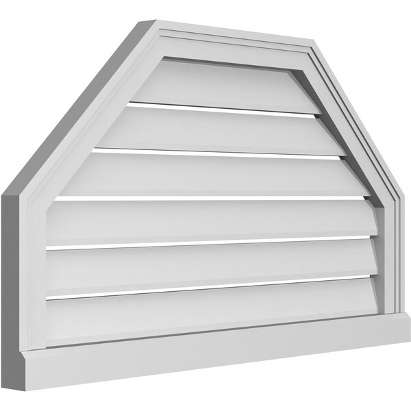 Ekena Millwork Octagonal Top Surface Mount PVC Gable Vent w/ 2"W x 2"P Brickmould Sill Frame, 34"W x 20"H - GVPOT34X2003SF