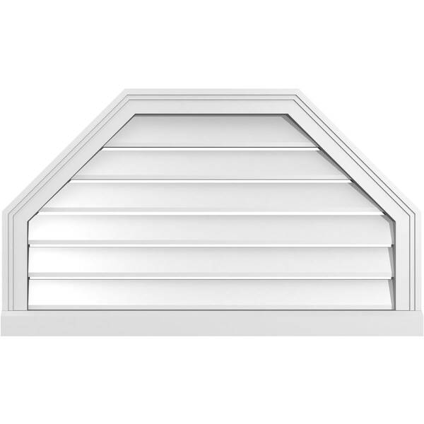 Ekena Millwork Octagonal Top Surface Mount PVC Gable Vent w/ 2"W x 2"P Brickmould Sill Frame, 34"W x 20"H - GVPOT34X2003SF