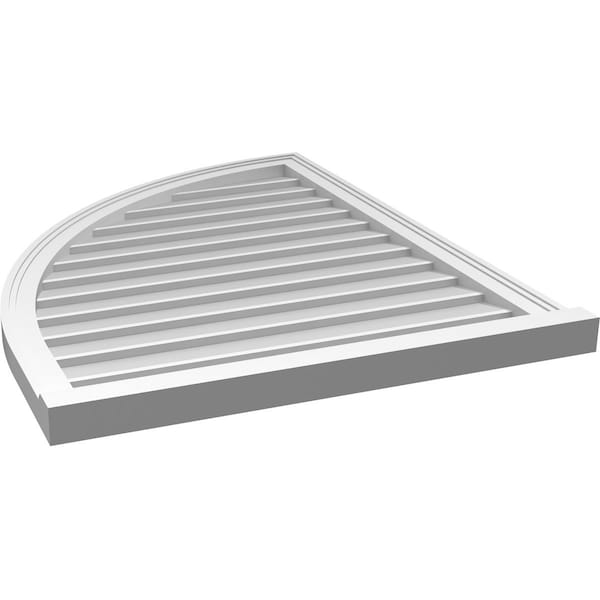 Ekena Millwork Quarter Round Top Left Surface Mount PVC Gable Vent w/ 2"W x 2"P Brickmould Sill Frame, 30"W x 38"H - GVPQL30X3803SN