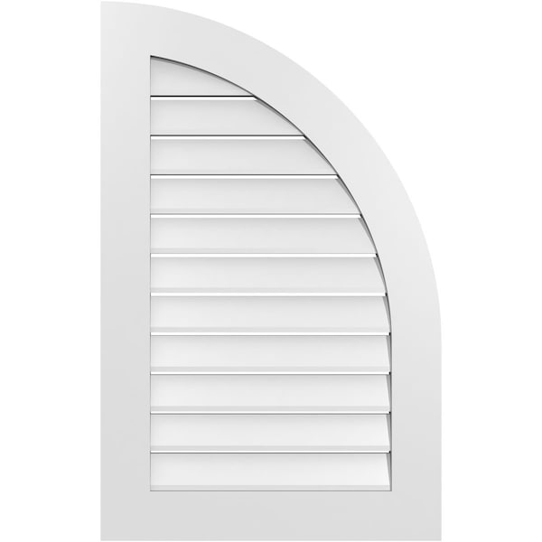Ekena Millwork Quarter Round Top Right Surface Mount PVC Gable Vent w/ 3-1/2"W x 1"P Standard Frame, 24"W x 38"H - GVPQR24X3801SF