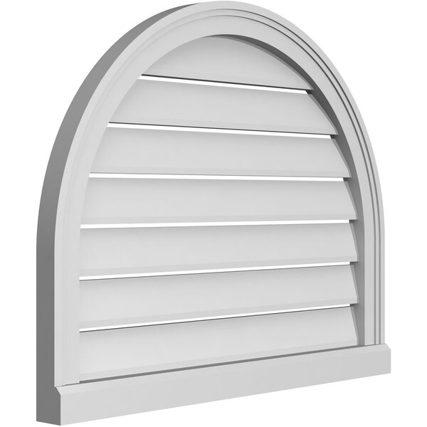 Ekena Millwork Round Top Surface Mount PVC Gable Vent: Functional, w/ 2"W x 2"P Brickmould Sill Frame, 30"W x 24"H - GVPRT30X2403SF