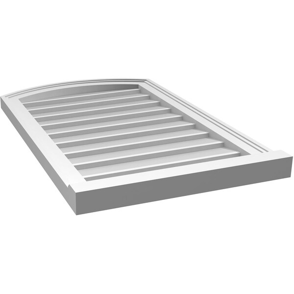 Ekena Millwork Arch Top Surface Mount PVC Gable Vent: Functional, w/ 2"W x 2"P Brickmould Sill Frame, 20"W x 32"H - GVPAR20X3203SF
