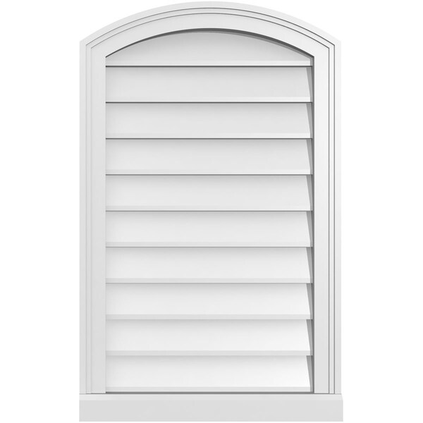 Ekena Millwork Arch Top Surface Mount PVC Gable Vent: Functional, w/ 2"W x 2"P Brickmould Sill Frame, 20"W x 32"H - GVPAR20X3203SF