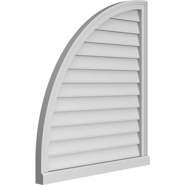 Ekena Millwork Quarter Round Top Left Surface Mount PVC Gable Vent w/ 2"W x 2"P Brickmould Sill Frame, 32"W x 36"H - GVPQL32X3603SN