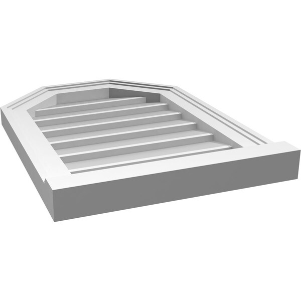 Ekena Millwork Octagonal Top Surface Mount PVC Gable Vent w/ 2"W x 2"P Brickmould Sill Frame, 16"W x 22"H - GVPOT16X2203SN