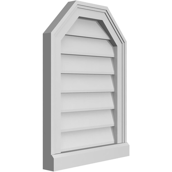 Ekena Millwork Octagonal Top Surface Mount PVC Gable Vent w/ 2"W x 2"P Brickmould Sill Frame, 16"W x 22"H - GVPOT16X2203SN