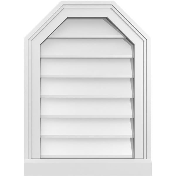 Ekena Millwork Octagonal Top Surface Mount PVC Gable Vent w/ 2"W x 2"P Brickmould Sill Frame, 16"W x 22"H - GVPOT16X2203SN