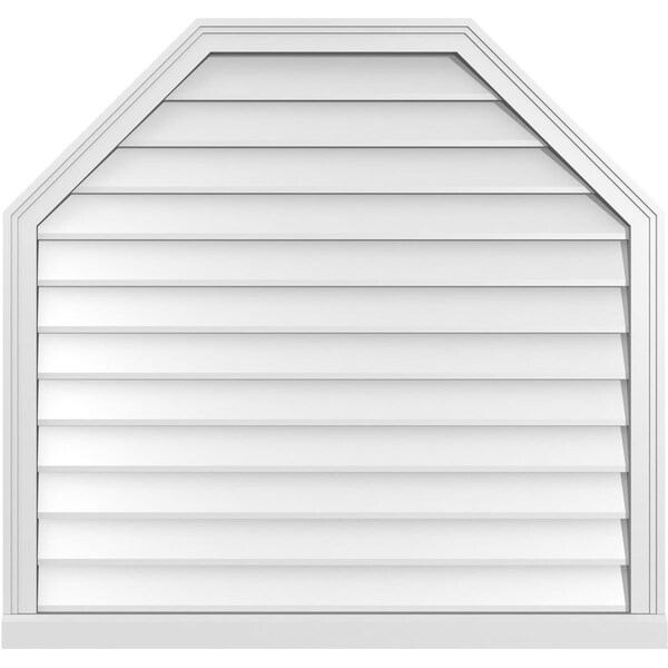 Ekena Millwork Octagonal Top Surface Mount PVC Gable Vent w/ 2"W x 2"P Brickmould Sill Frame, 40"W x 38"H - GVPOT40X3803SN