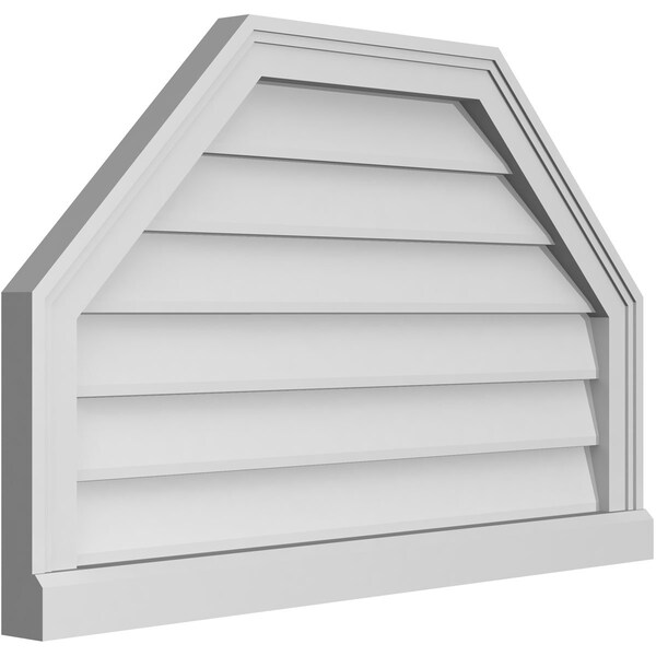 Ekena Millwork Octagonal Top Surface Mount PVC Gable Vent w/ 2"W x 2"P Brickmould Sill Frame, 32"W x 20"H - GVPOT32X2003SN
