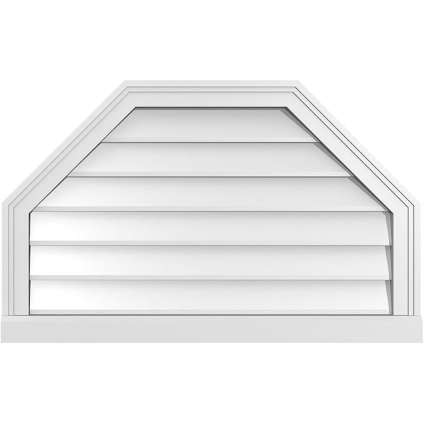 Ekena Millwork Octagonal Top Surface Mount PVC Gable Vent w/ 2"W x 2"P Brickmould Sill Frame, 32"W x 20"H - GVPOT32X2003SN