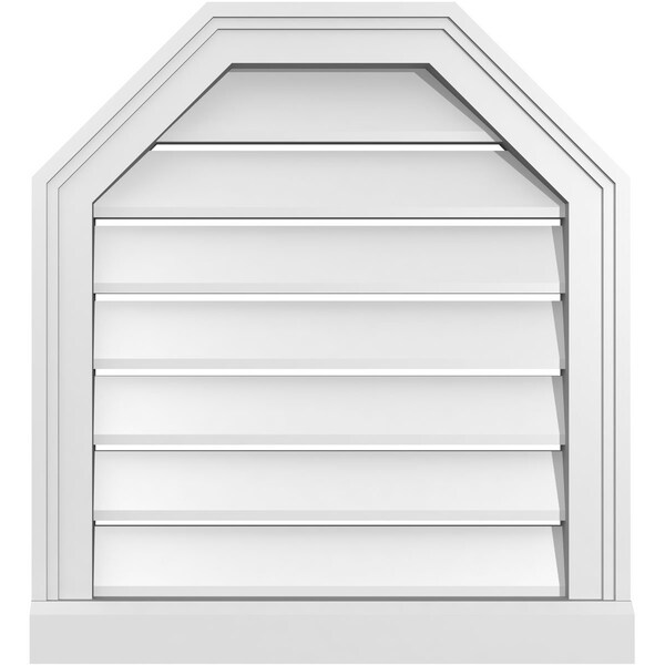 Ekena Millwork Octagonal Top Surface Mount PVC Gable Vent w/ 2"W x 2"P Brickmould Sill Frame, 20"W x 22"H - GVPOT20X2203SF