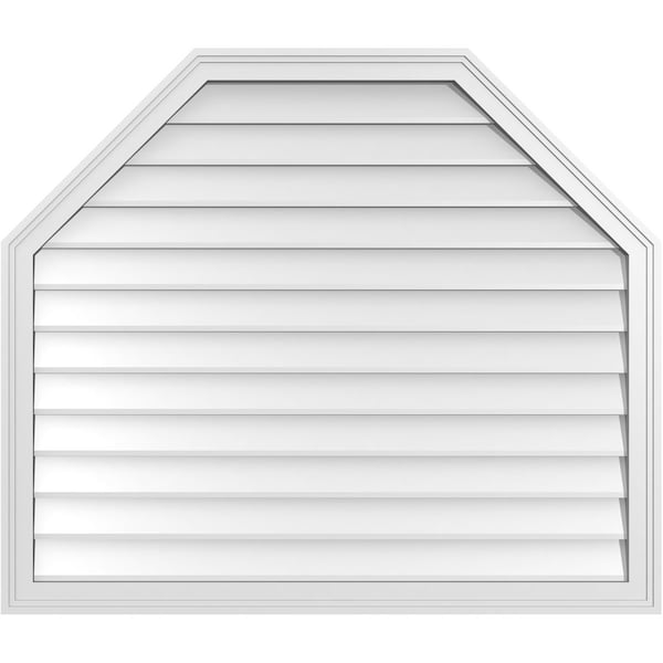 Ekena Millwork Octagonal Top Surface Mount PVC Gable Vent w/ 2"W x 1-1/2"P Brickmould Frame, 42"W x 36"H - GVPOT42X3602SN