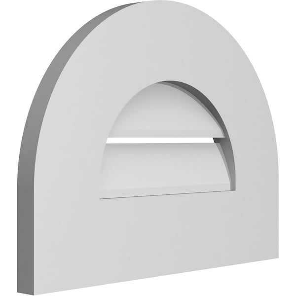 Ekena Millwork Round Top Surface Mount PVC Gable Vent: Functional, w/ 3-1/2"W x 1"P Standard Frame, 16"W x 12"H - GVPRT16X1201SF